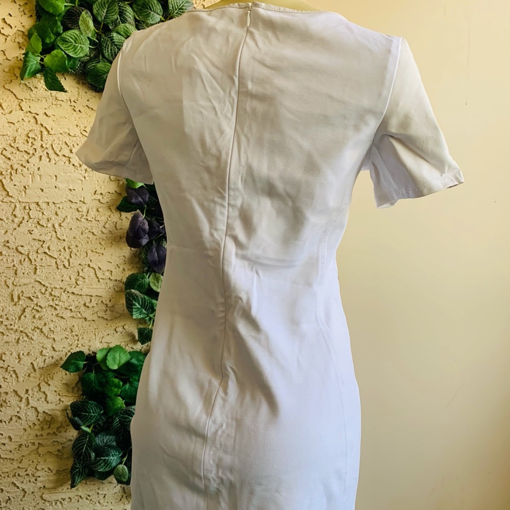 NWT BR Leather Sleeve Dress - Picture 6 of 11
